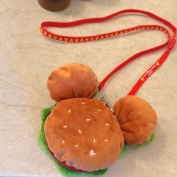 disneyland Handbags - Disney Plush Burger Mini Bag with Red Strap from Tokyo Disney RARE